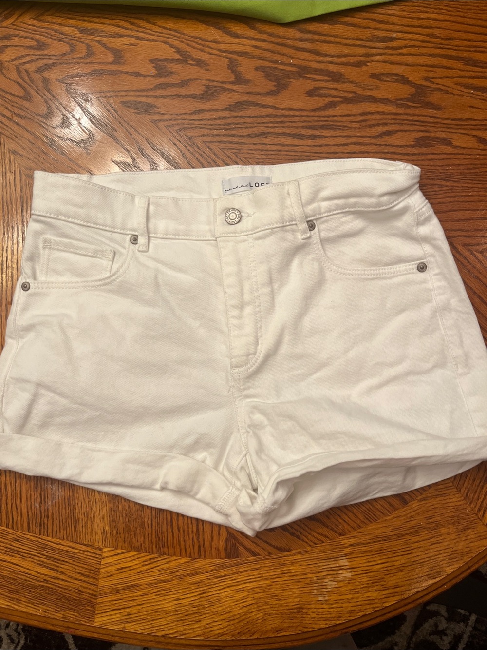 LOFT White Denim Short-Length Classic Shorts